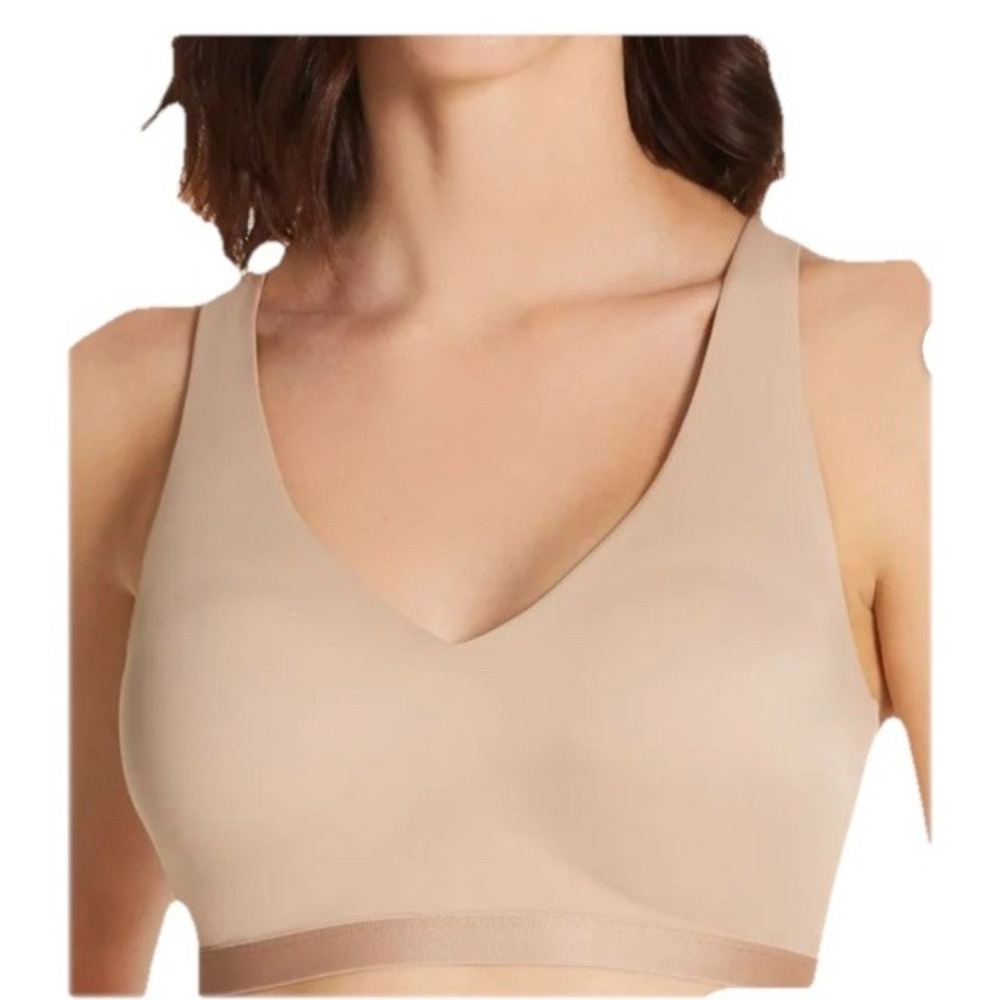 Warners All You Need Bra XL Beige Wireless Wide Crossed Back Lined RM1041A Read